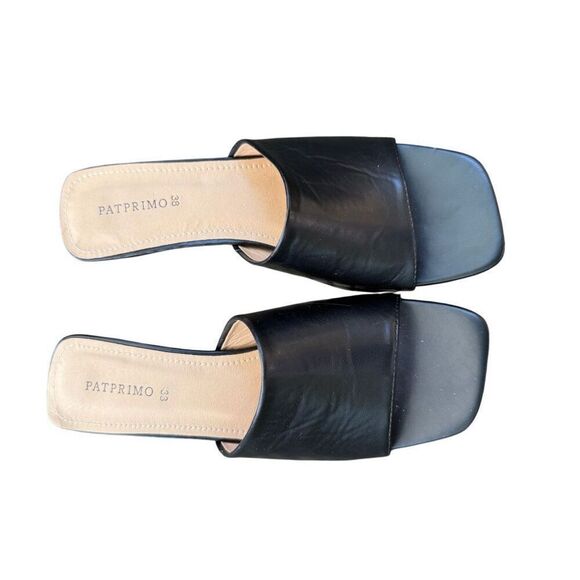Patprimo Heeled Slip On Sandals Black Sz. 38 (7.5) Quiet Elegance Chunky - Picture 3 of 7